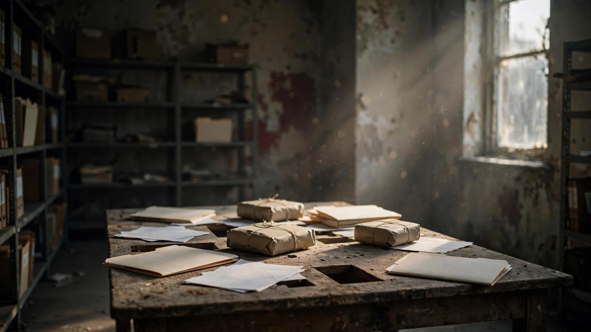 Dust, and a gap left on purpose. One table. Not a cleaned story.