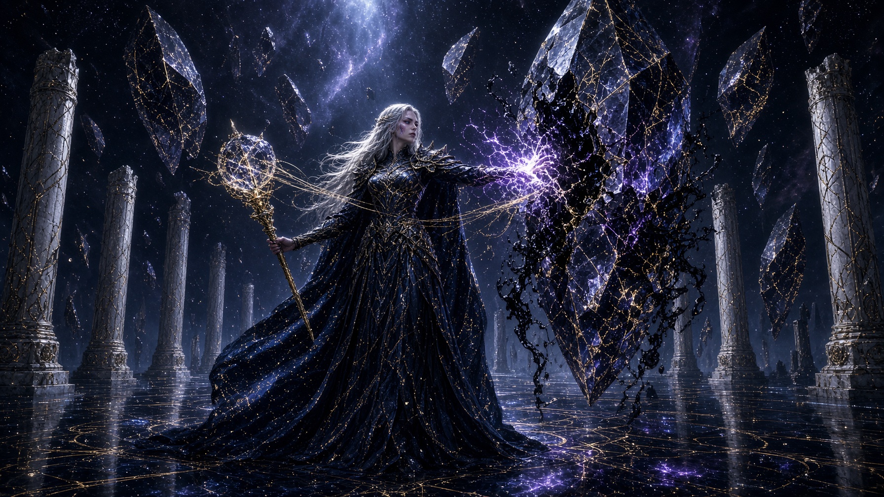 The Astral Sovereign — the last weaver, golden threads, a dying sky
