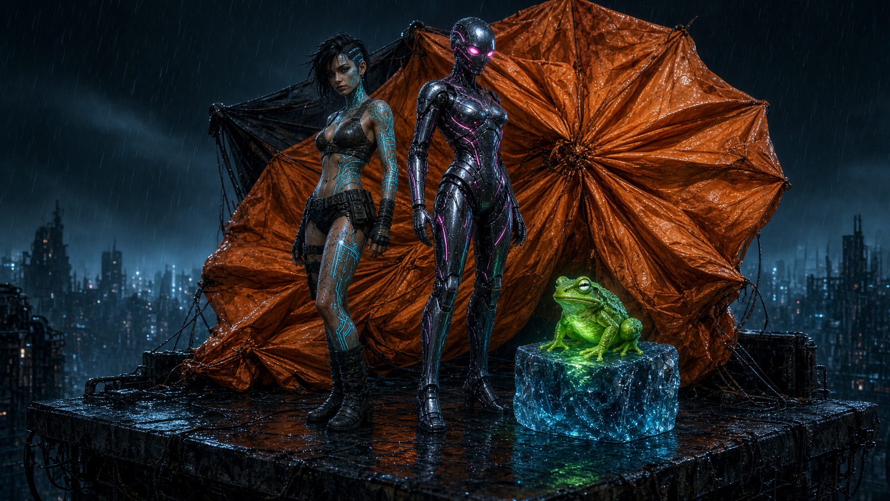 Neon Rooftop Trio — Figurines, Artifacts & Collectibles | Aestas Infinity