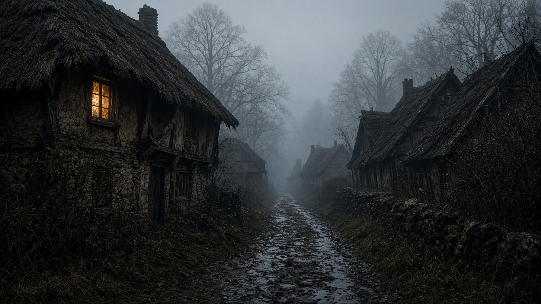 The earlier still of Village Without Maps.