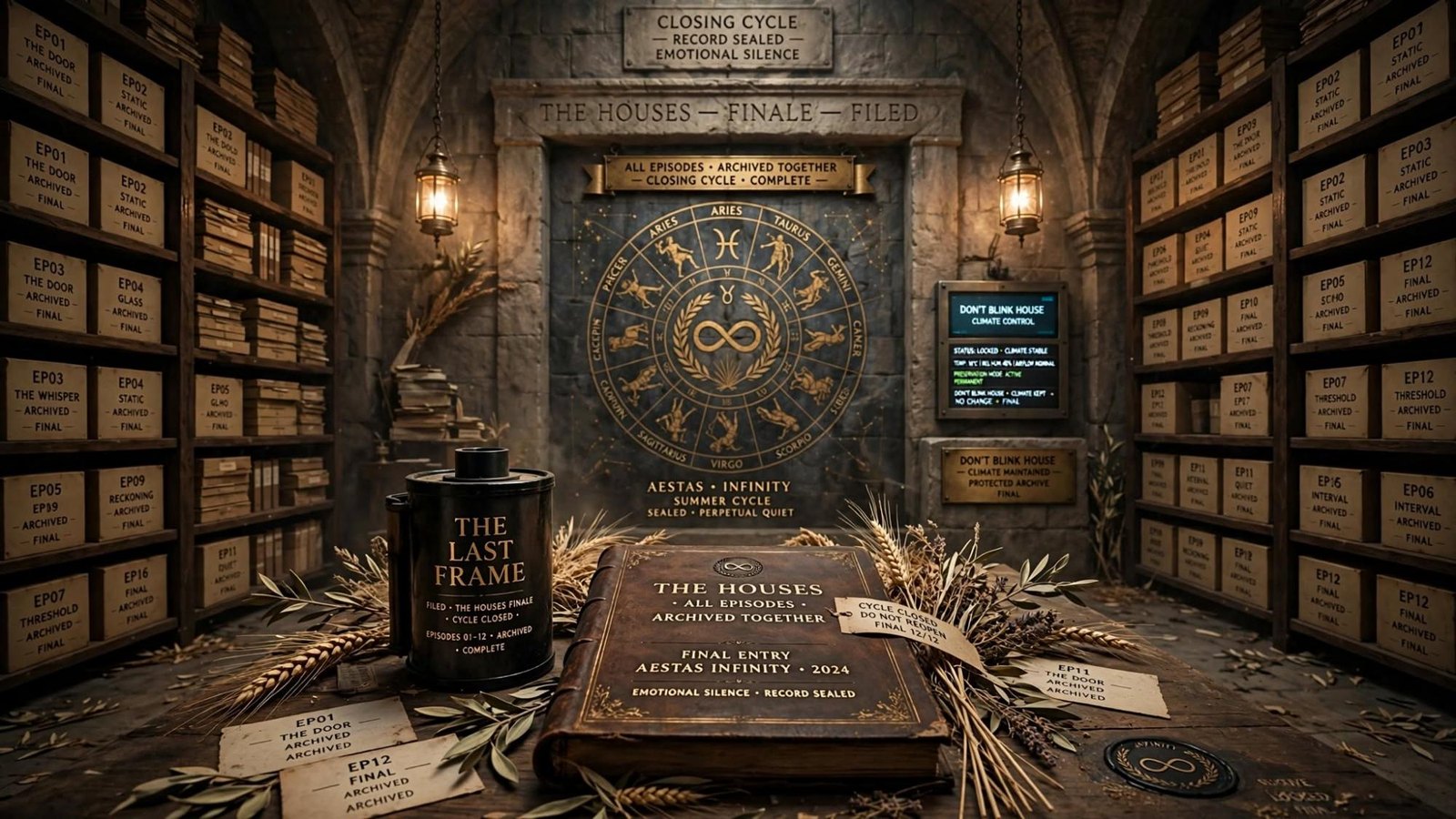 The houses finale, filed. All episodes archived together. The record is sealed.