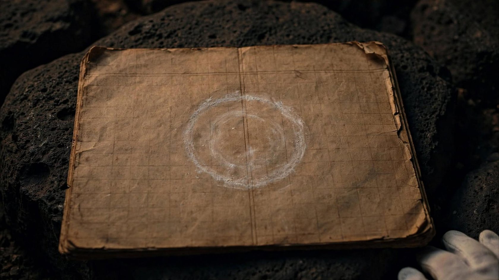 A ledger page with empty columns and the mark of a circle
