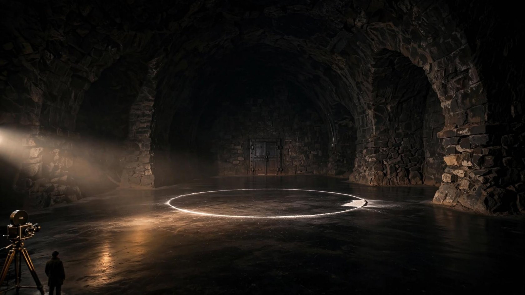 A stone vault, a circle of salt small on the floor, the door shut
