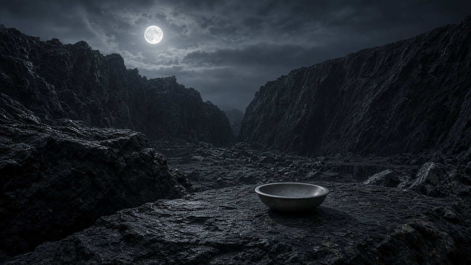 The bowl where it was set. The moon is the same moon.