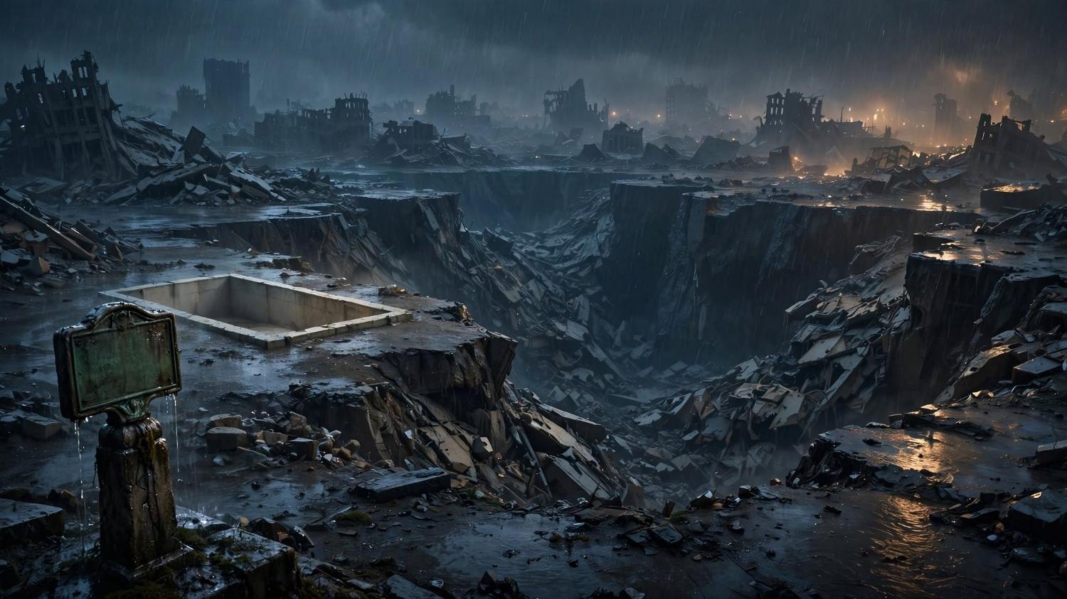 Debt Floor. After the cut the bakery is a pale rectangle in the rain.