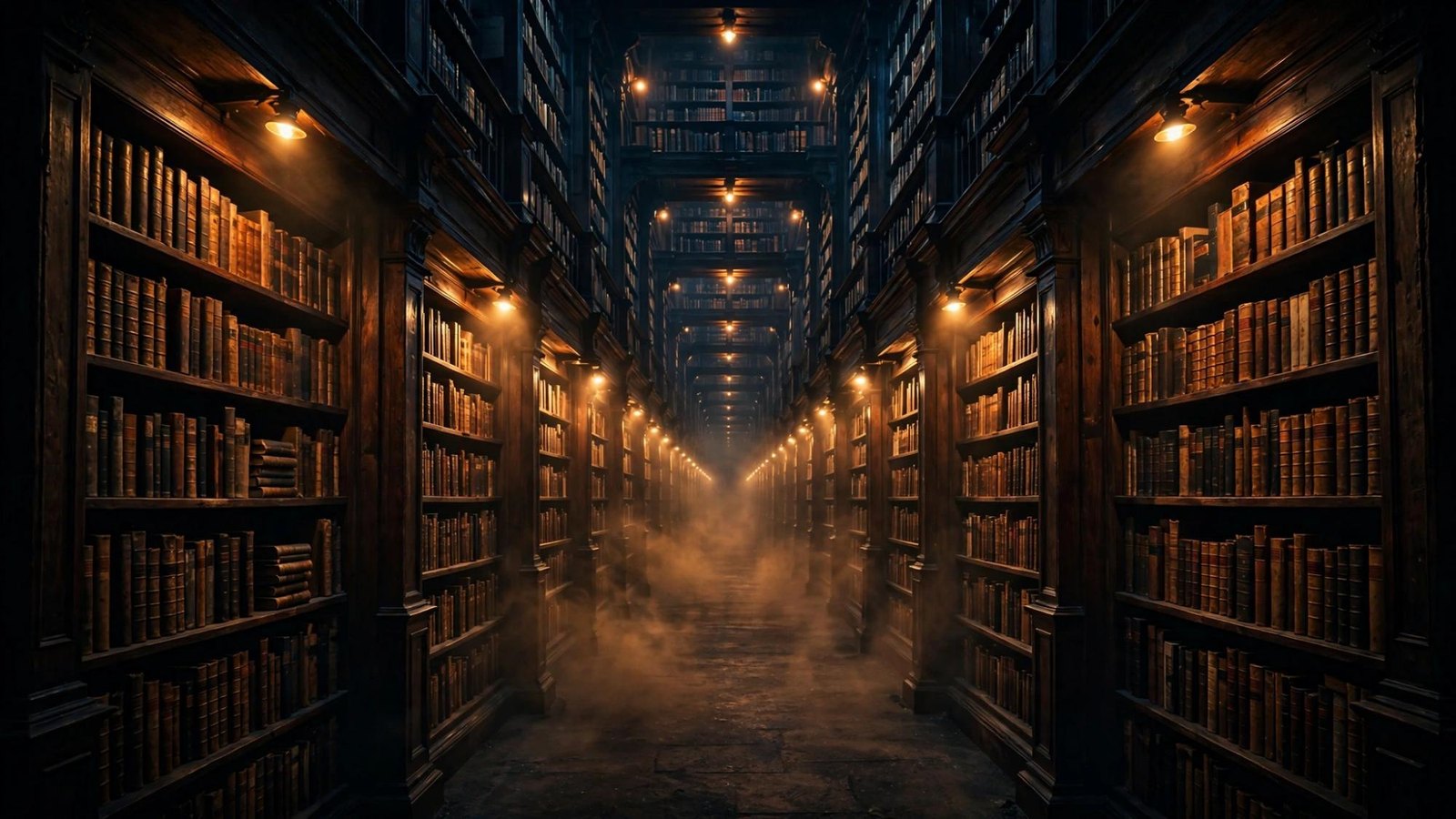 An open book beside a shaded lamp, the only light on the page.