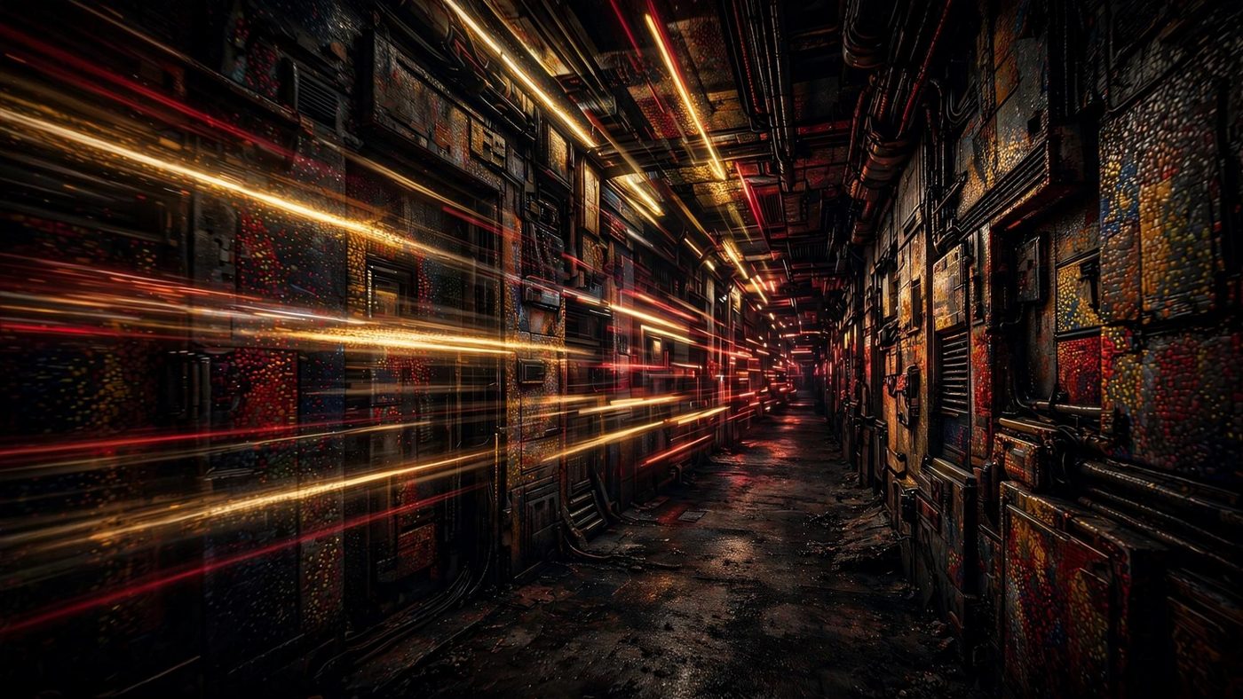 A corridor of light toward the place the film is kept.