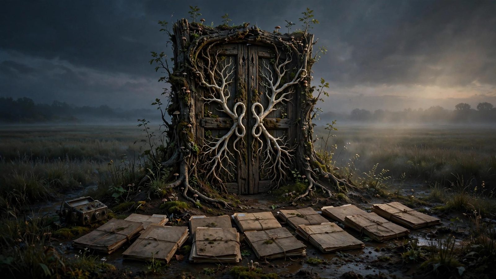 Planks laid toward a single door, as if the ground had offered a path.