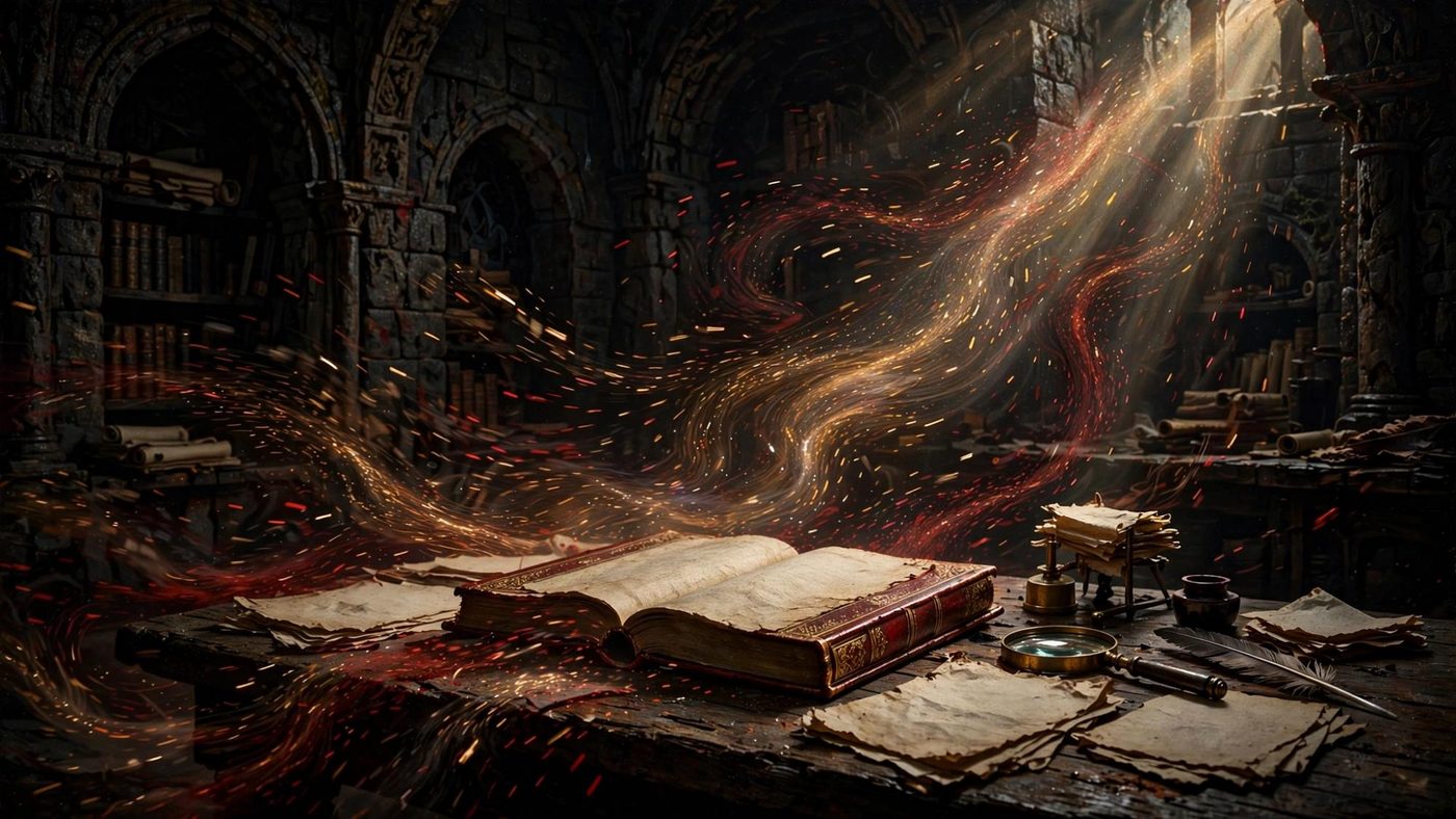 An open book on the desk, the sentence the camera could not hold.