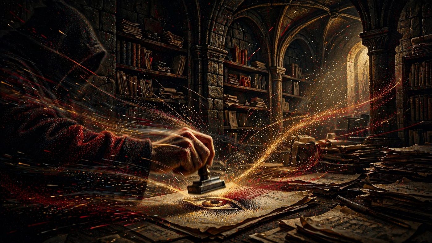 A person signing the page, willing to put a name on it.