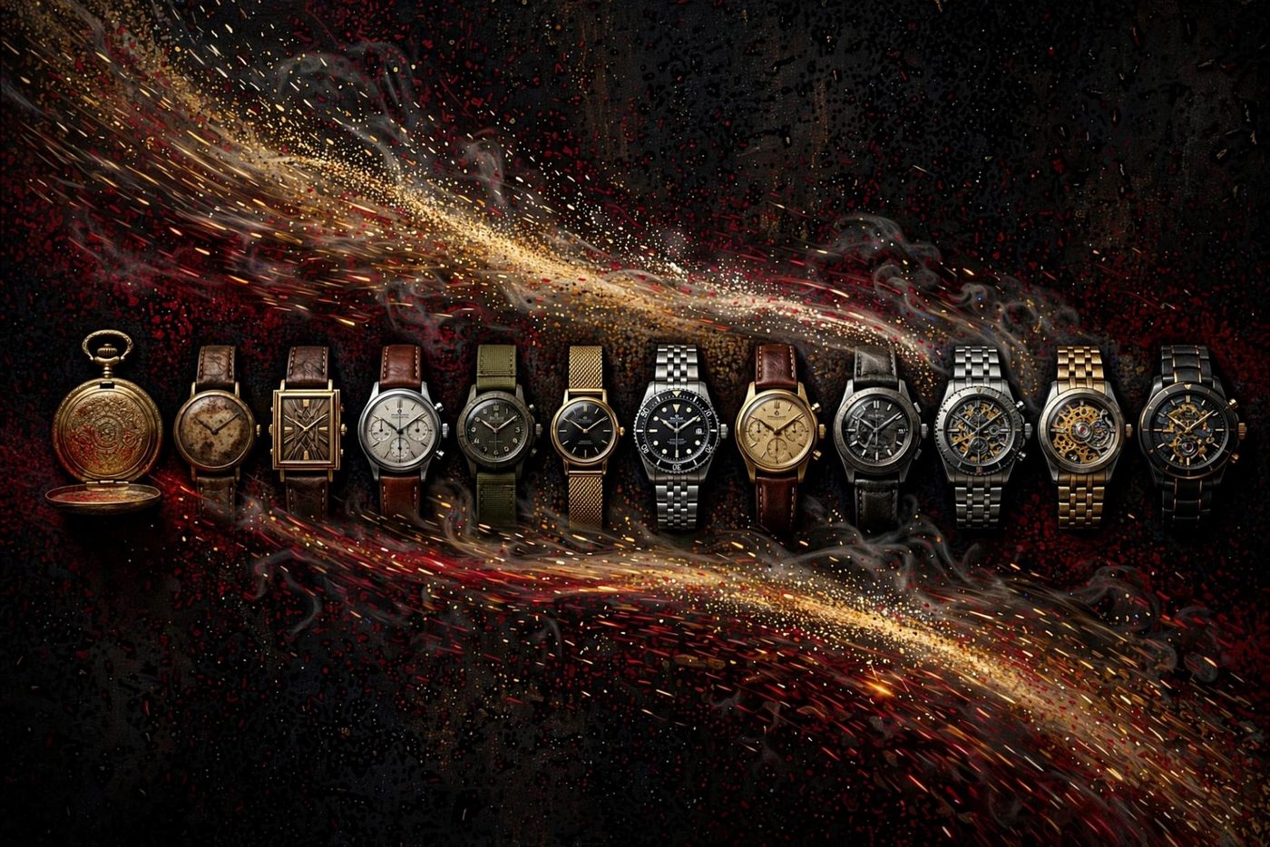 Watches kept in a row, each a different length of time.