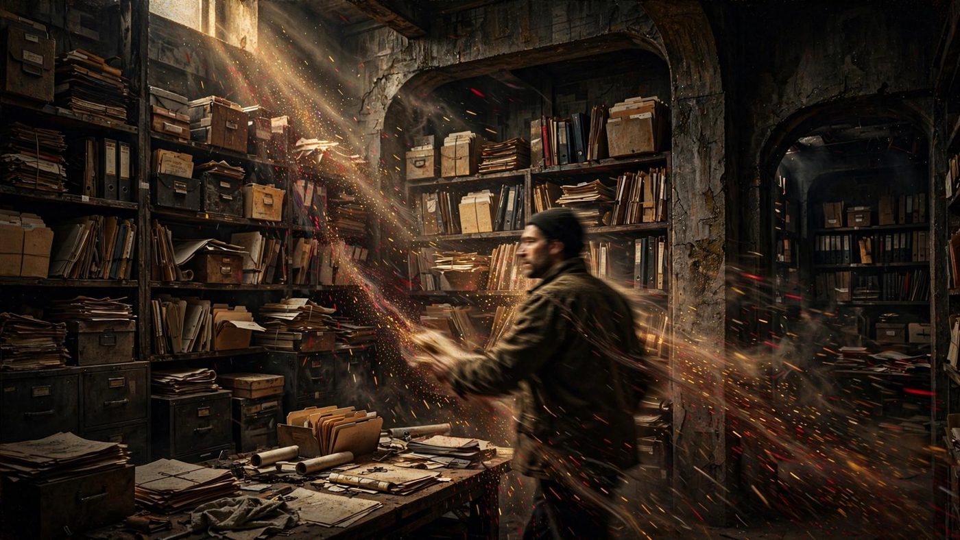 A man filing the papers himself, not a machine.