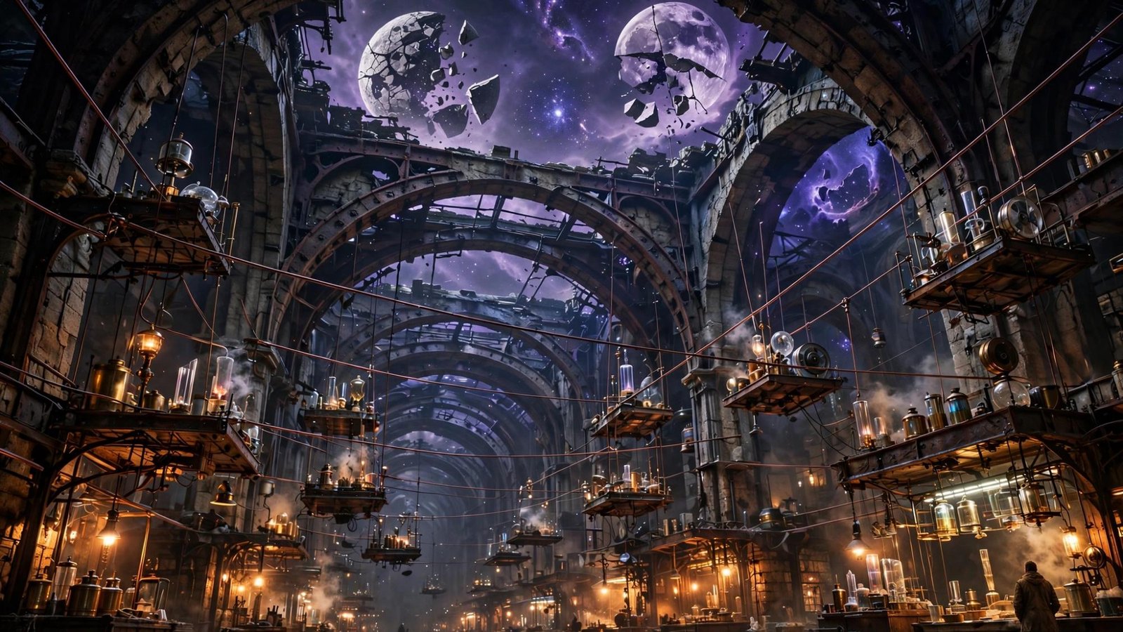 A vaulted market under two moons that are not in any chart.