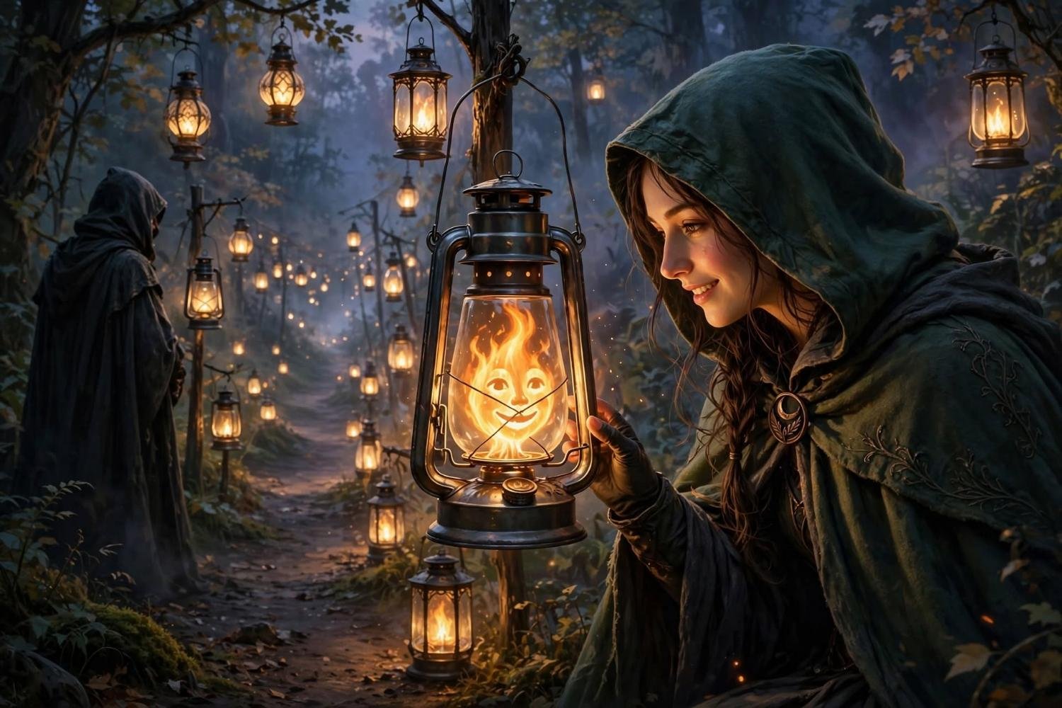 A face she knows, smiling inside the flame
