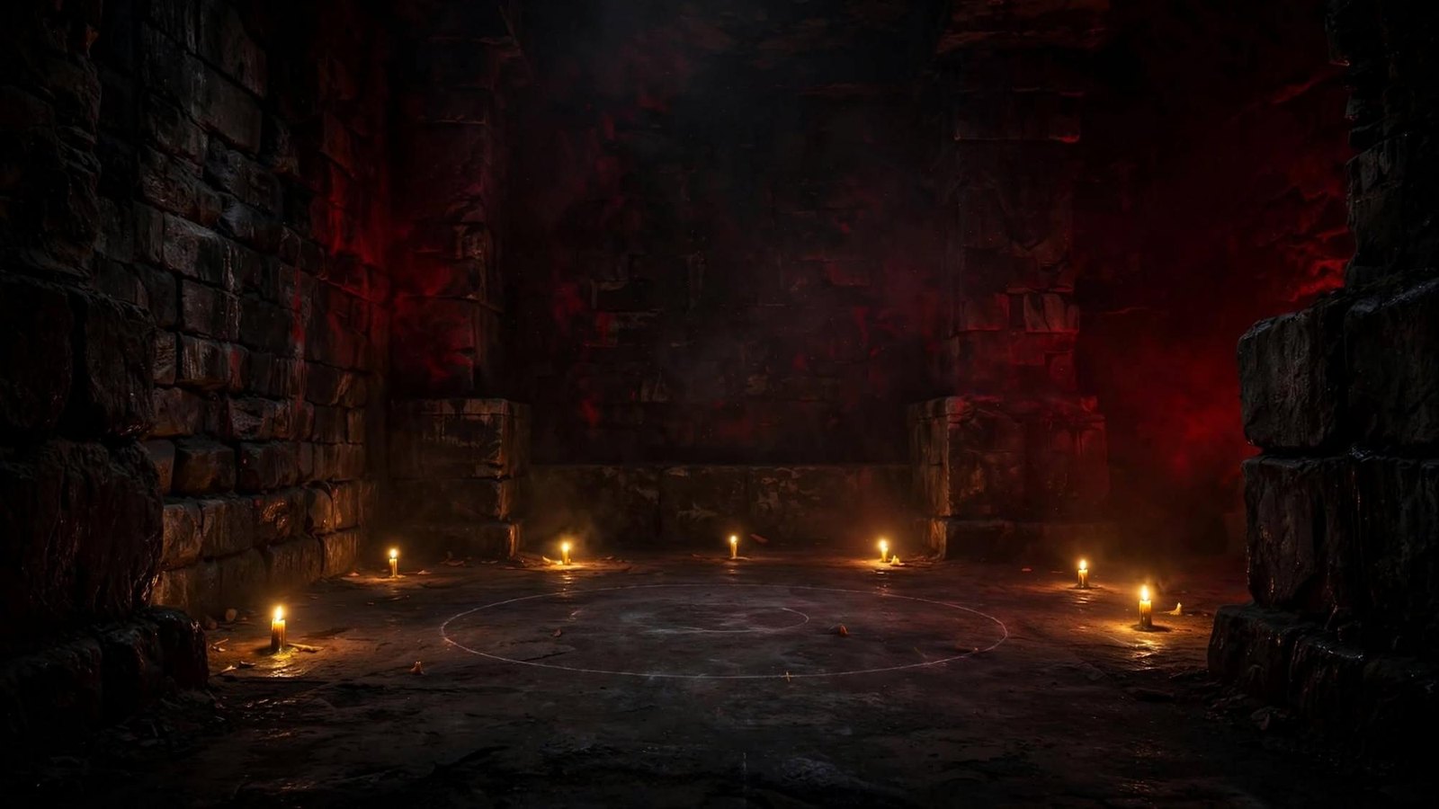 An empty circle of candles. Competent. One gap still in the line.
