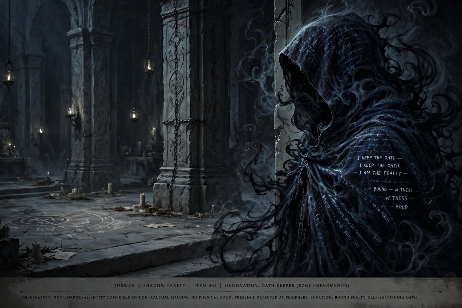 The oath keeper at the edge, cloak of contractual shadow