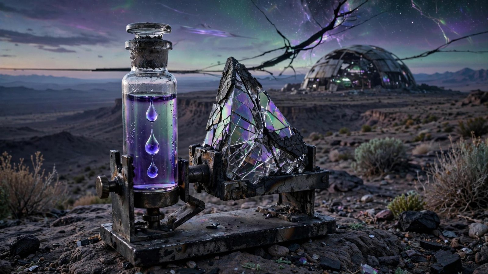 A vial and a shard of the light that came through. The object, not a face.