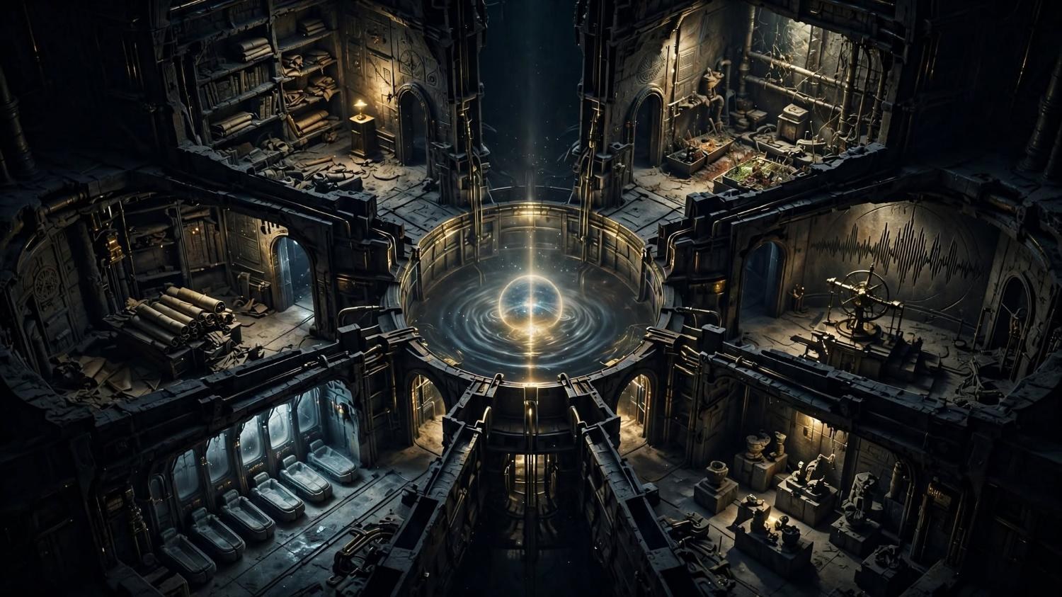 A pulse of light in a dark hall, the only moving thing.