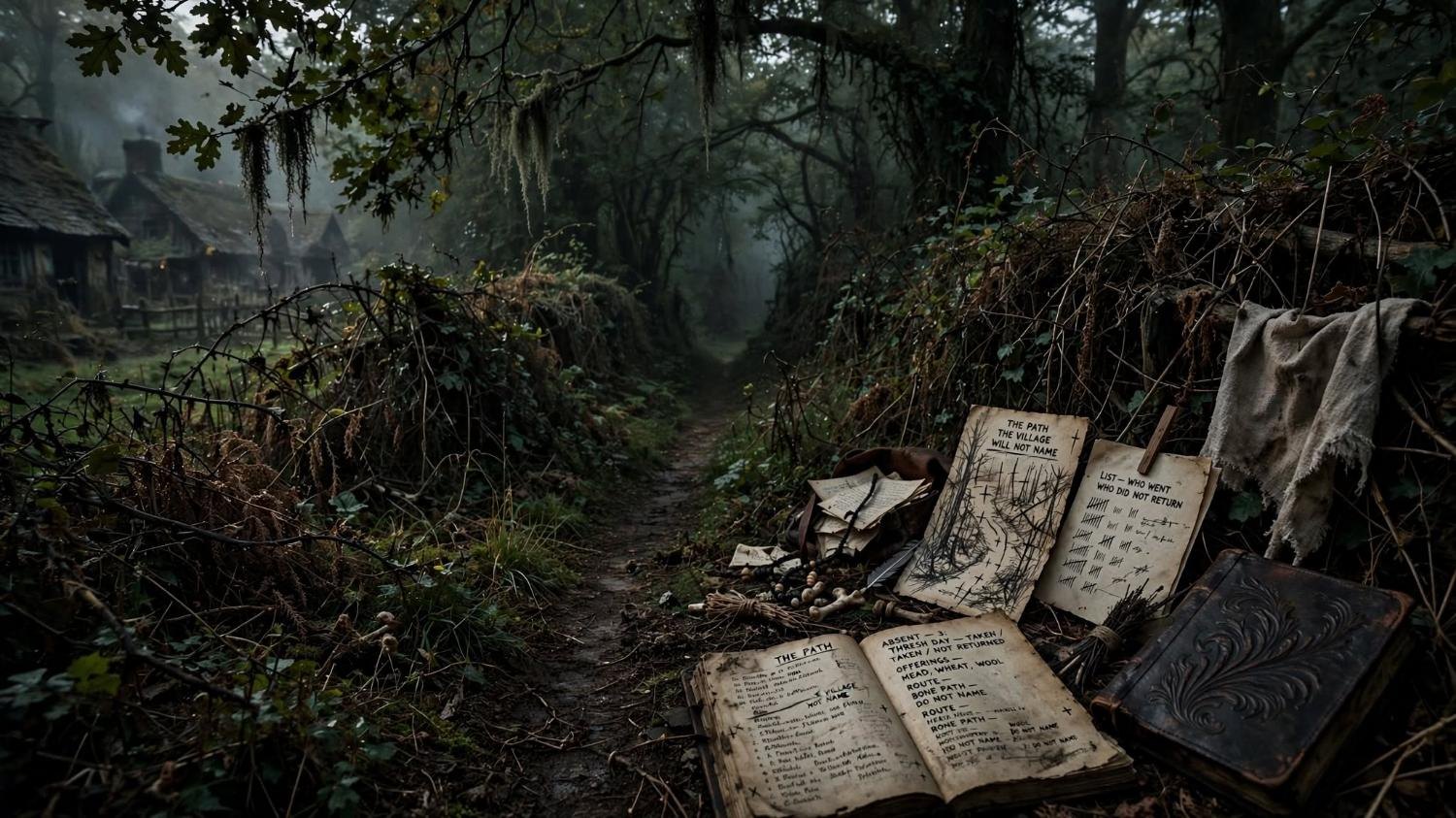A path into the trees. Lists on the ground say it will not be named.