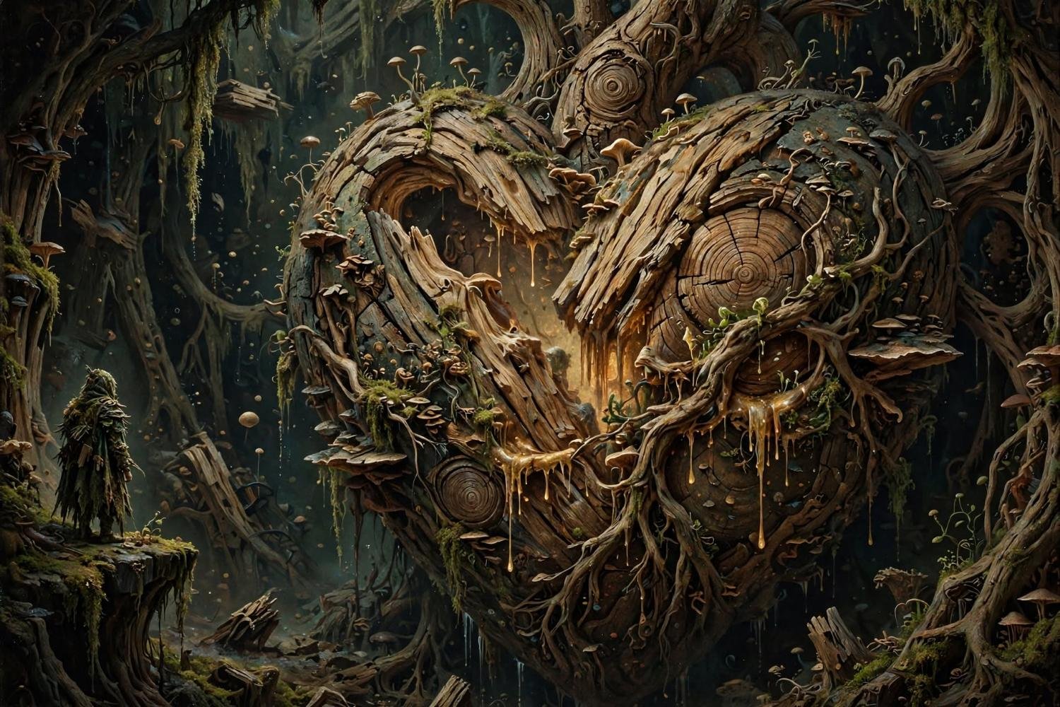 The Root Keeper at the edge of the heart, moss on the cloak