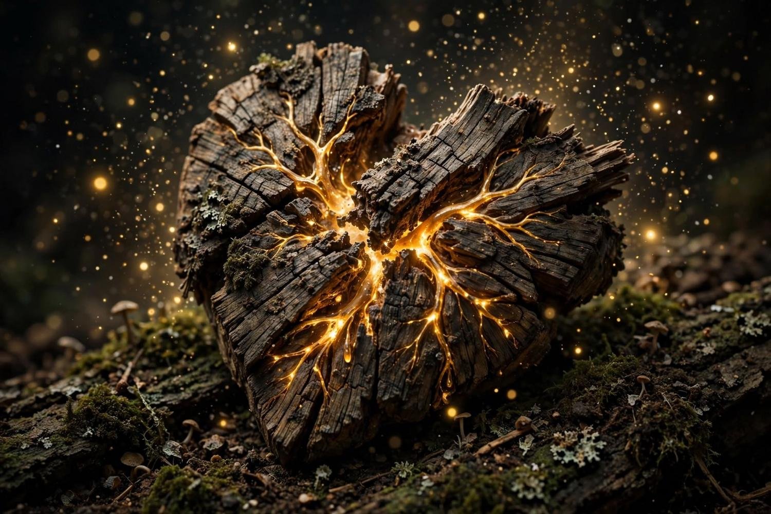 A piece of the wooden heart, golden sap still in the veins