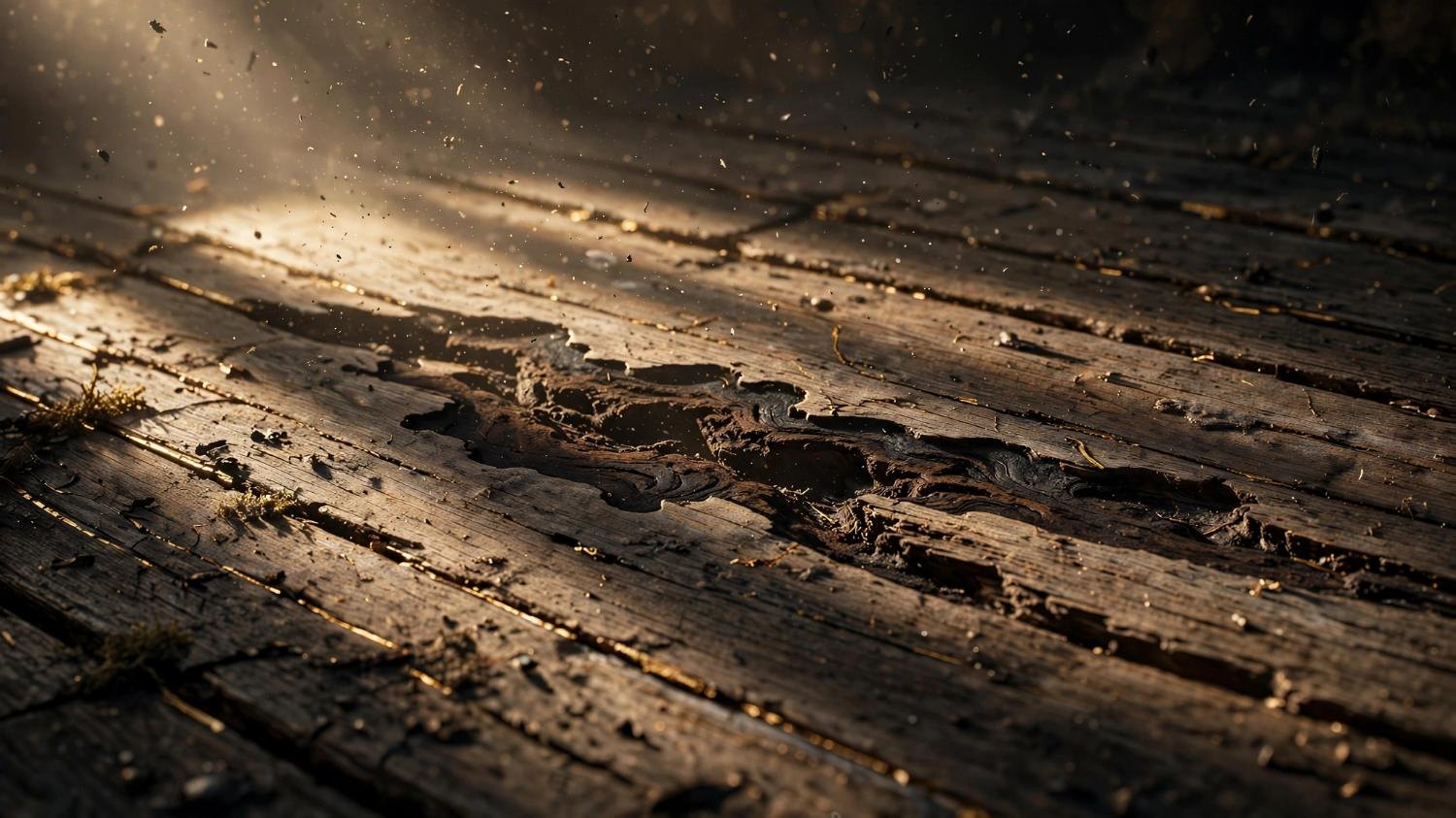 A mark on the boards. The house grew around it.