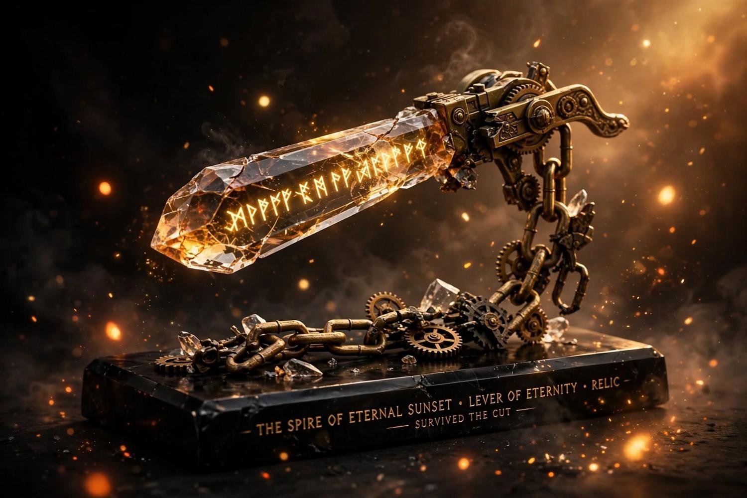A fragment of the Lever of Eternity, crystal and brass