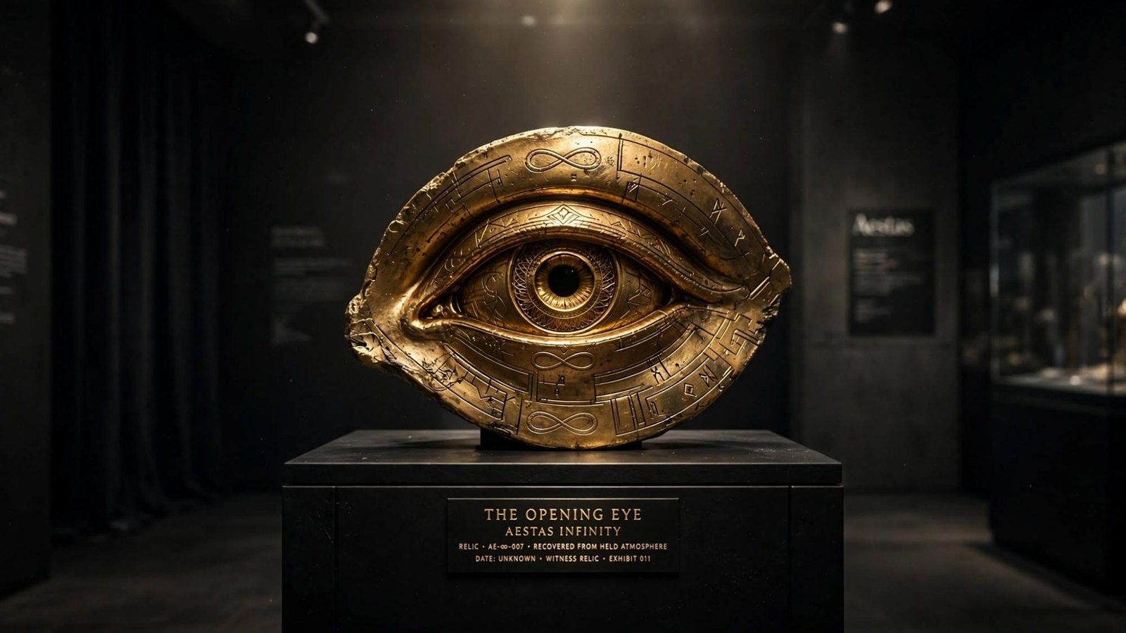 A museum eye on a plinth. The object, not the merch.