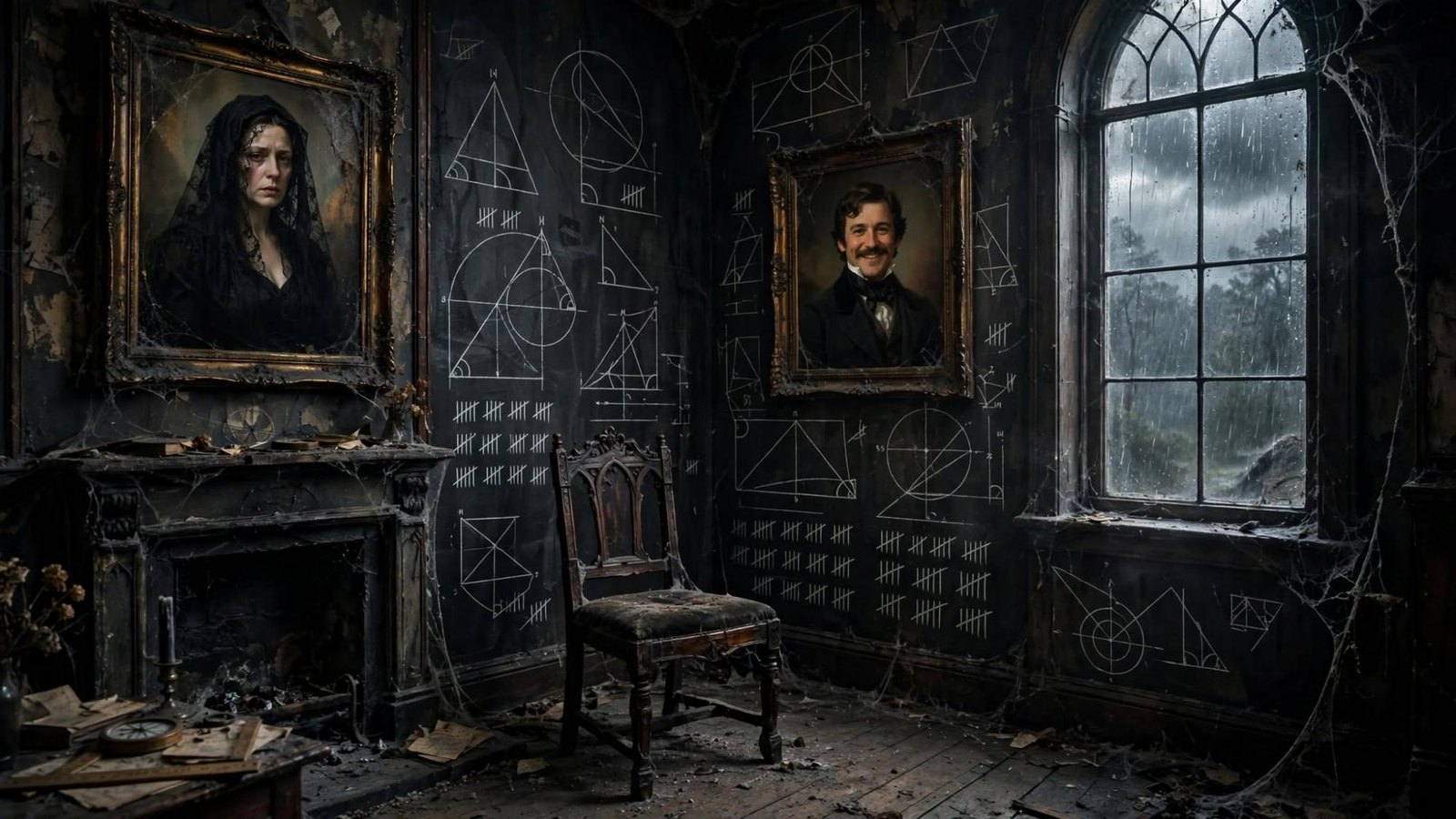 Portraits, an empty chair, a cold window. The room is waiting.