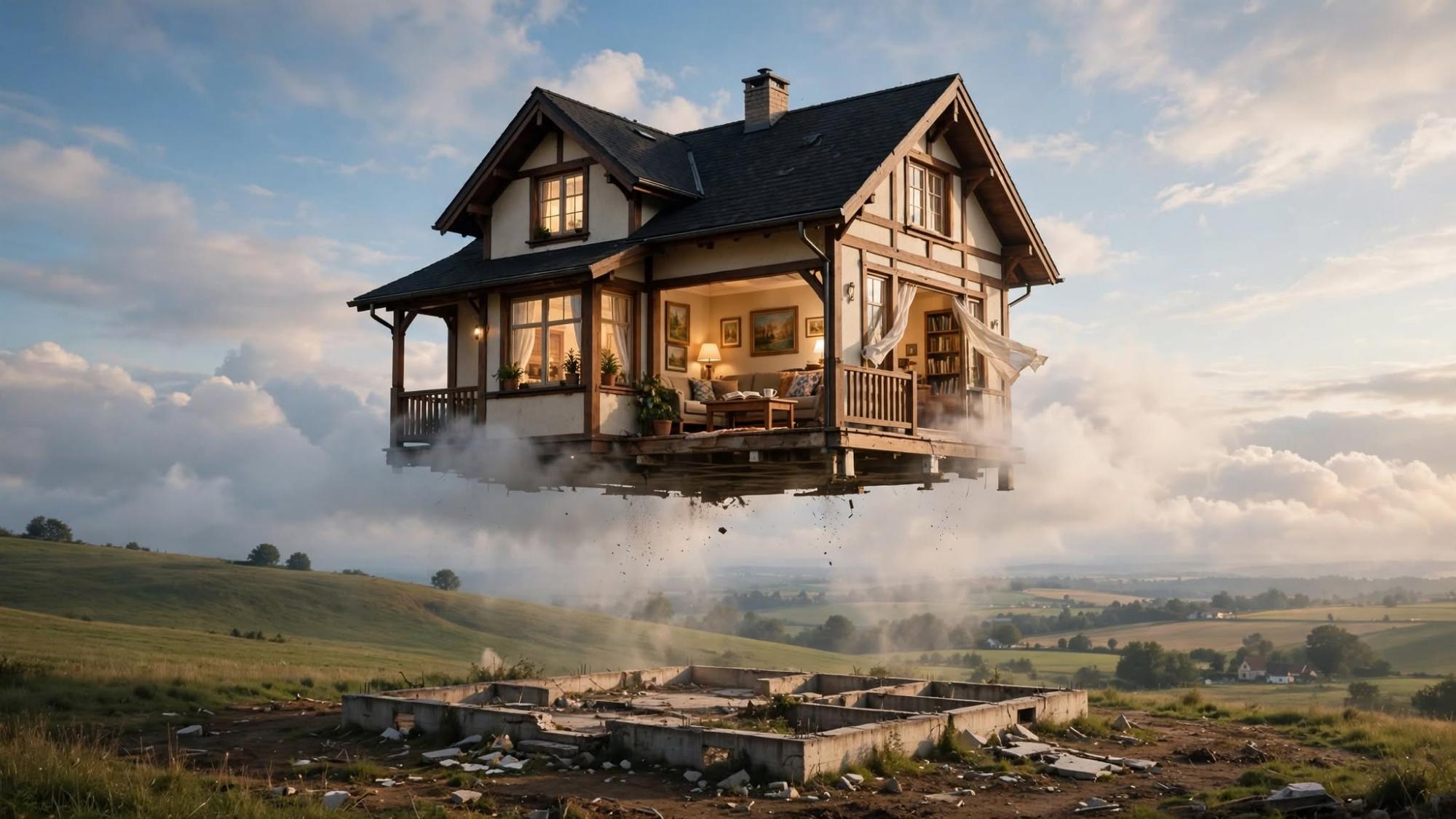 A floating house. The chairs stayed.