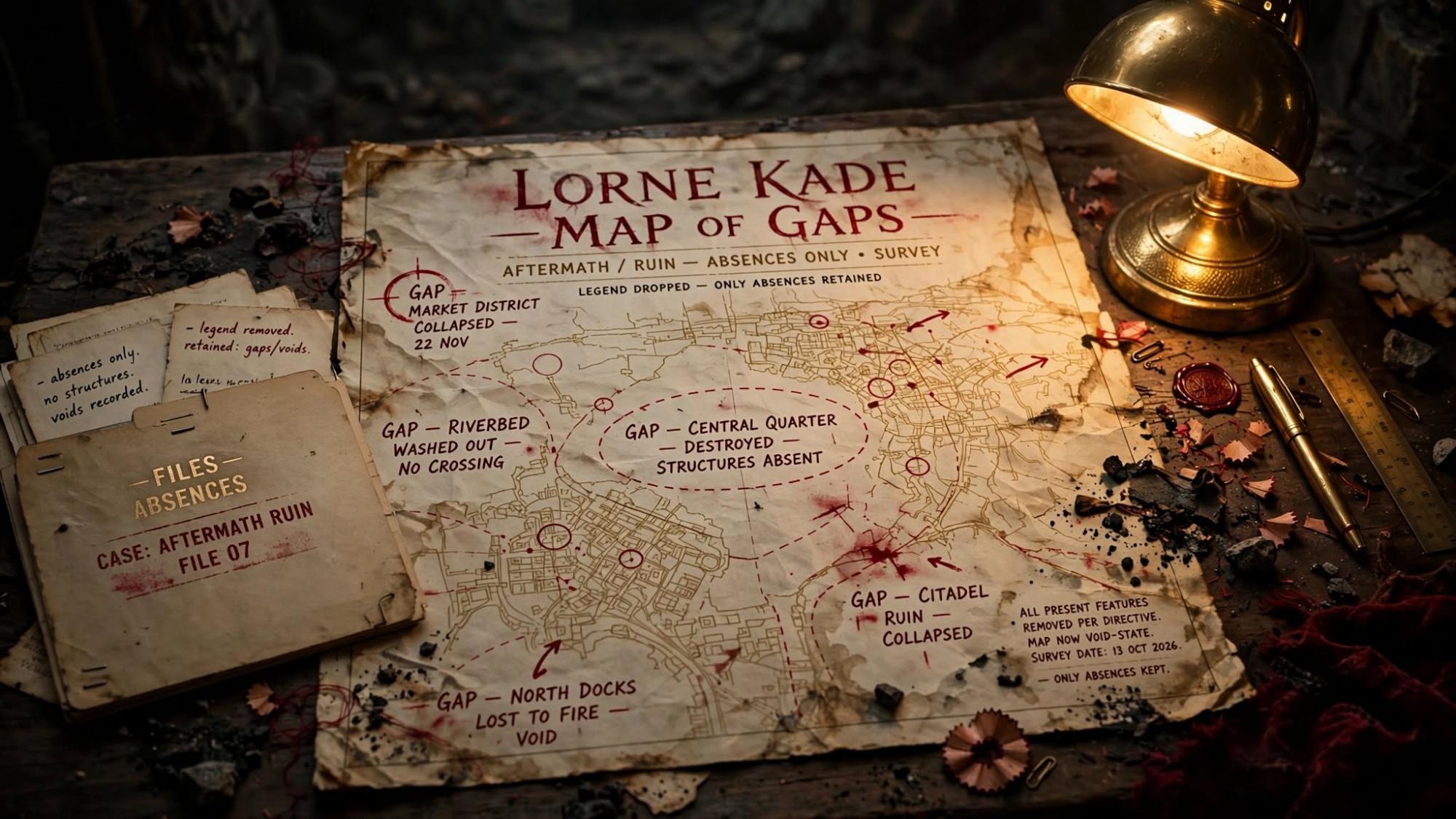 Lorne Kade reads a map of gaps.