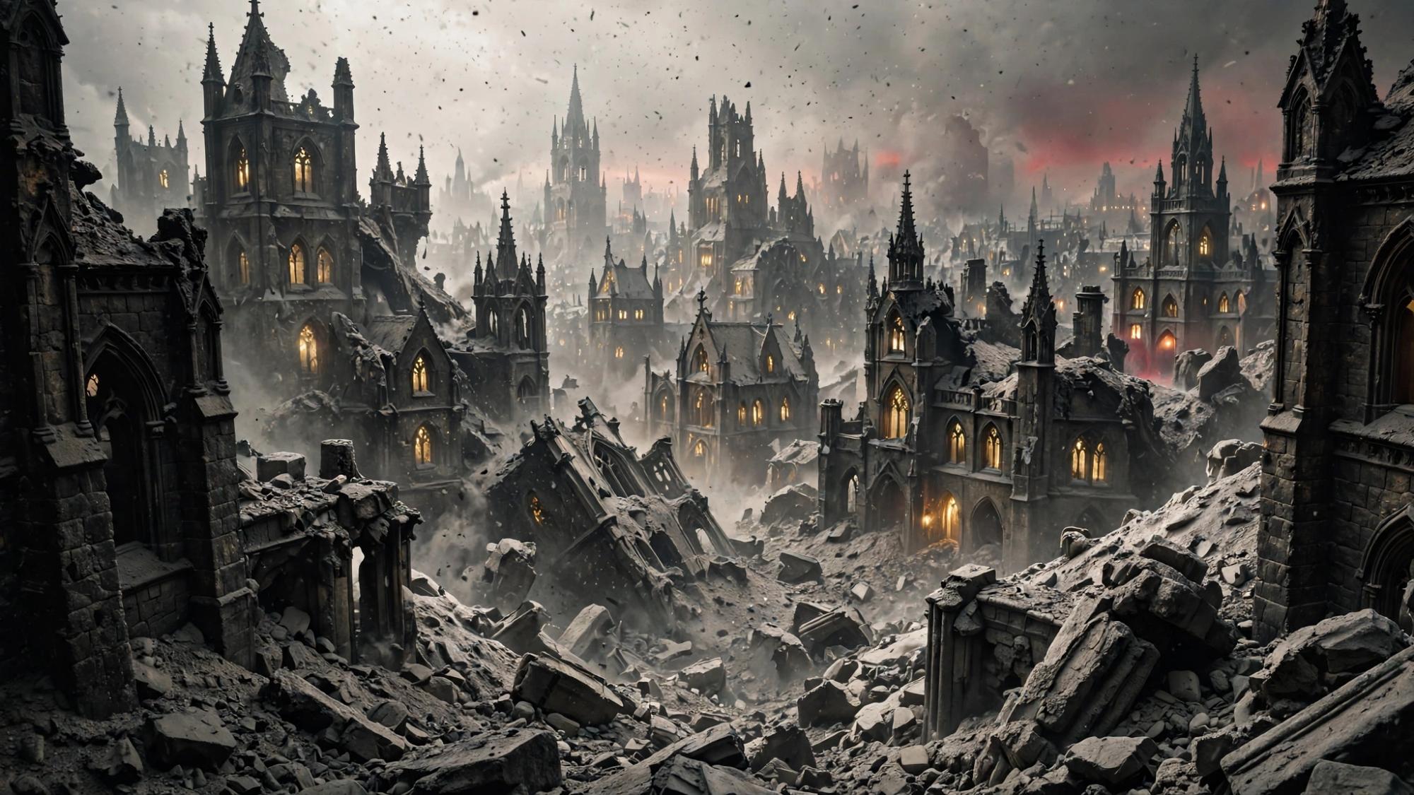 A city of soft ash. The windows still hold a little light.
