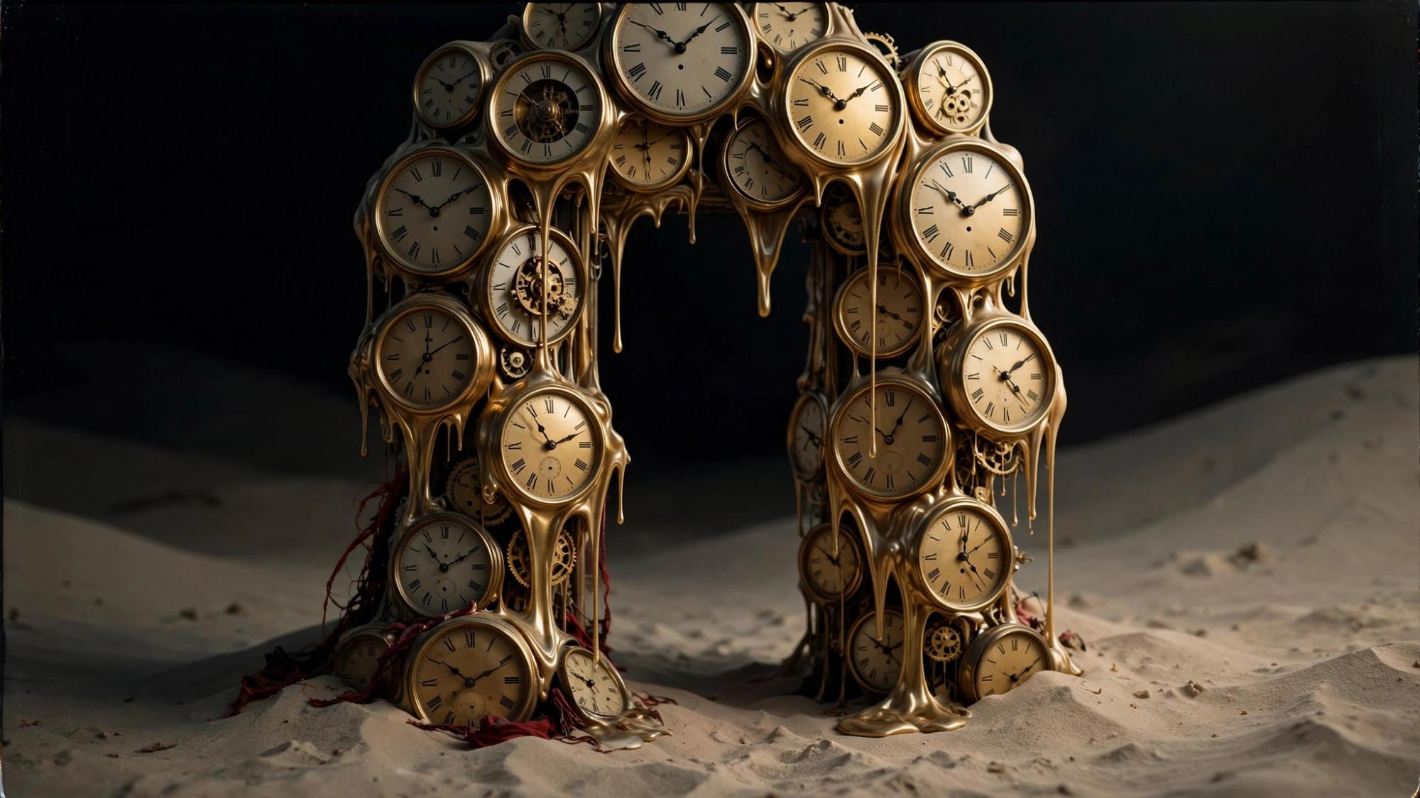 A doorway made of softened clocks.