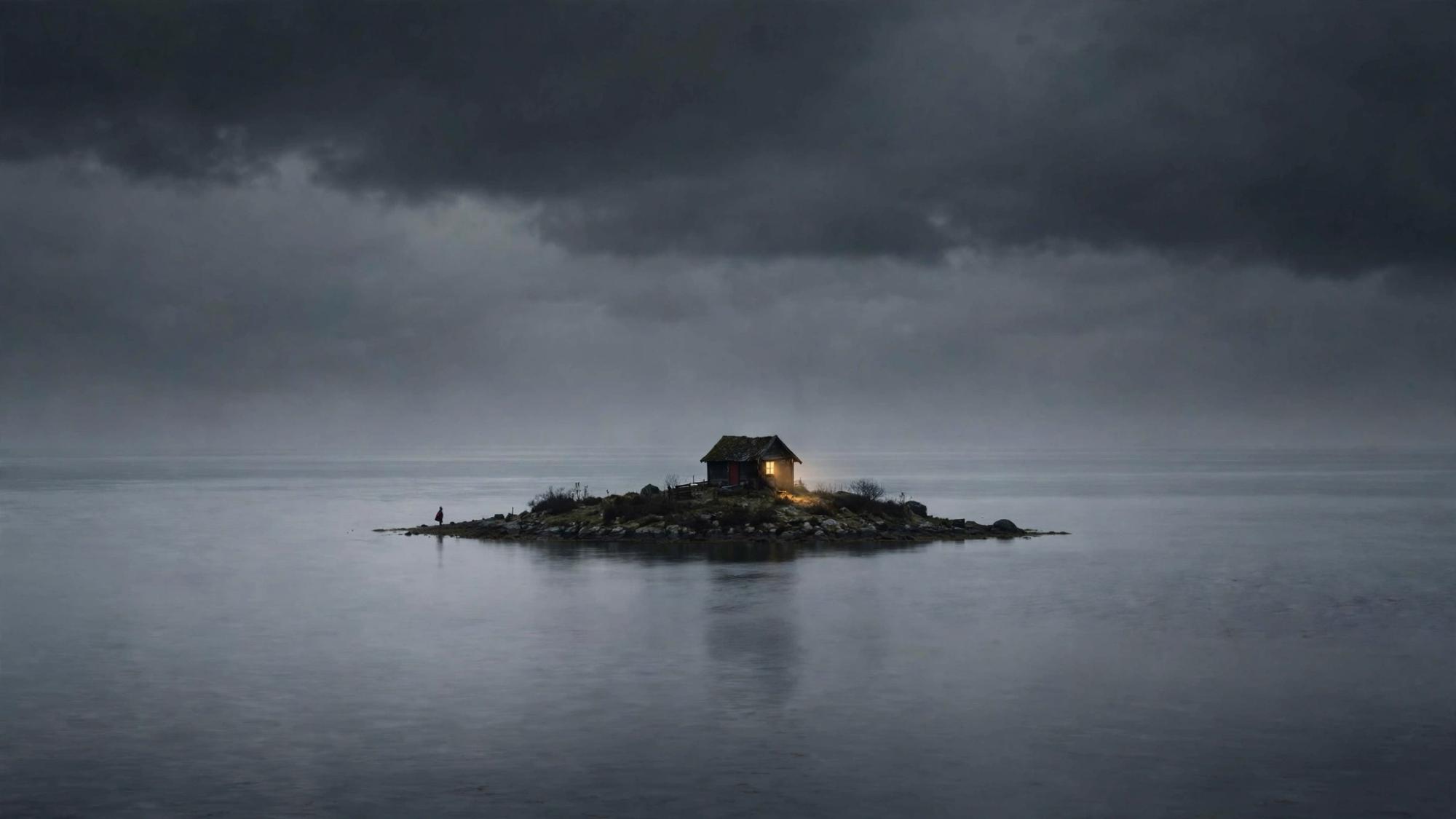 One person, one house, on an island that is not a resort and not a prison.