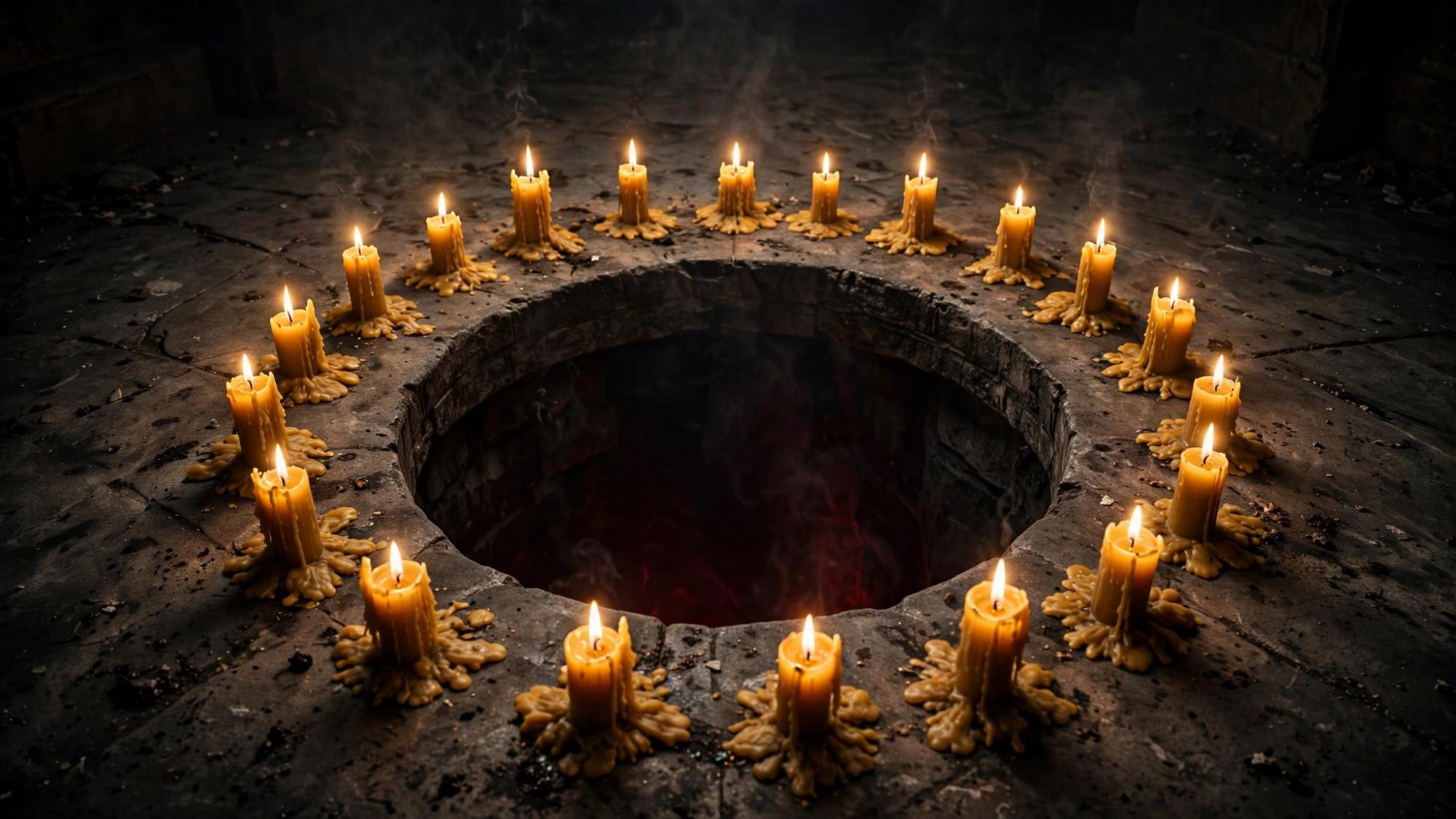 The same circle. The gap is the door. Nothing is written on the floor.