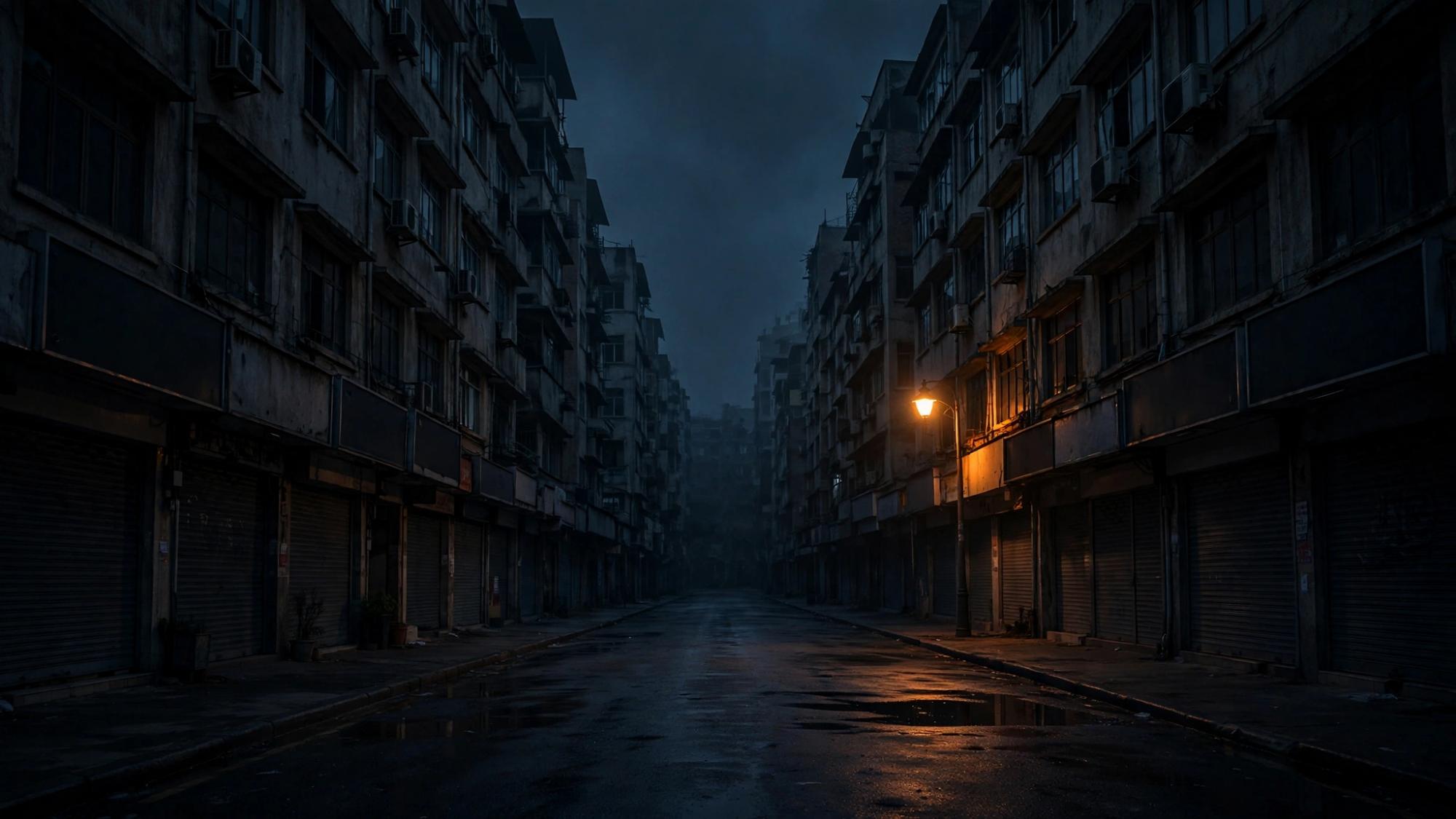 When the lights chose silence. One lamp remains.