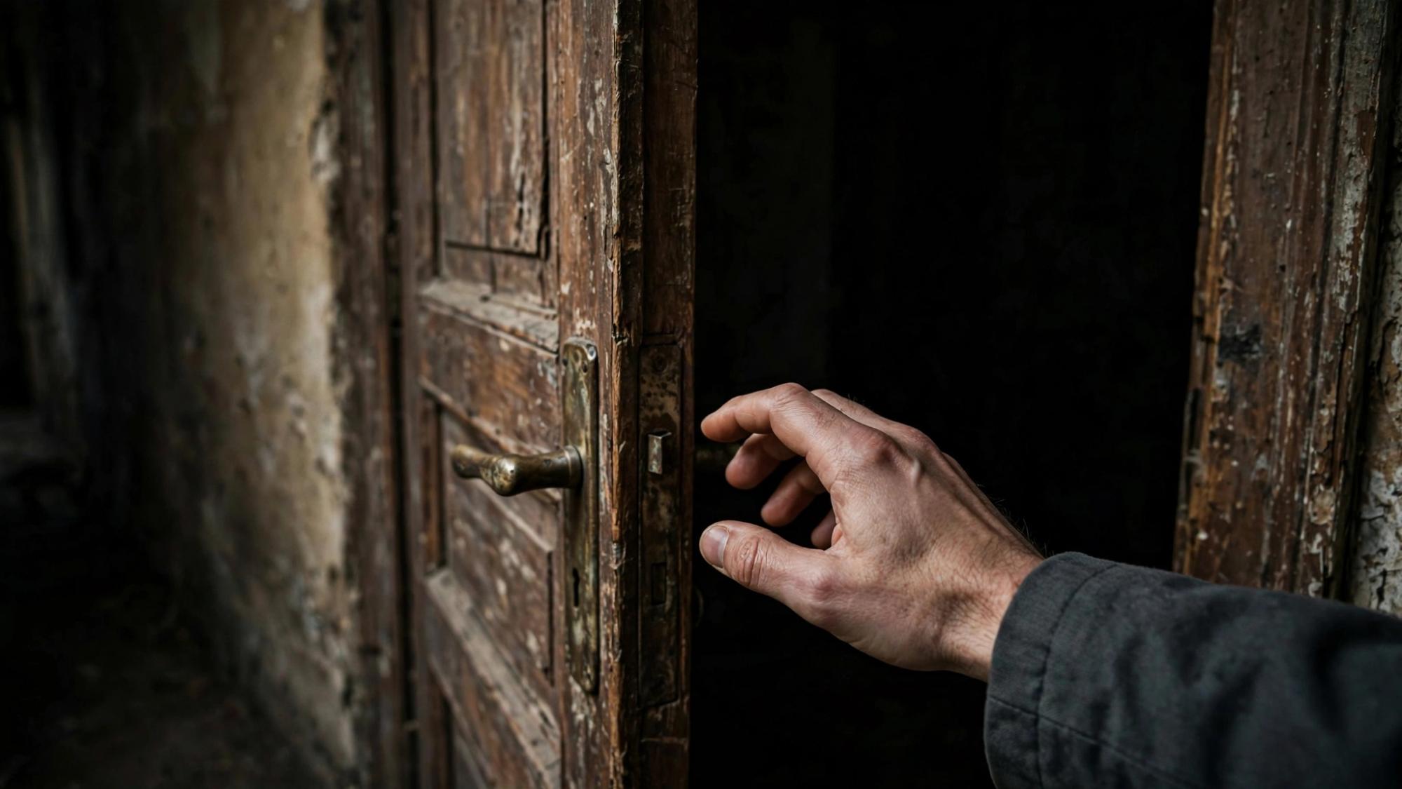 A hand hovers over the handle and does not take it.