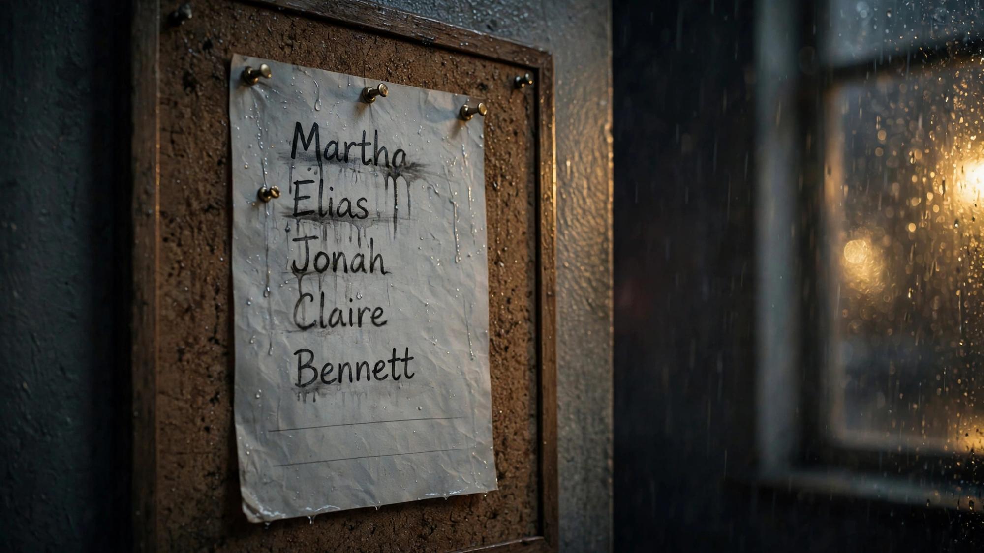 A wet board of first names. The ink is leaving. One line stays blank.