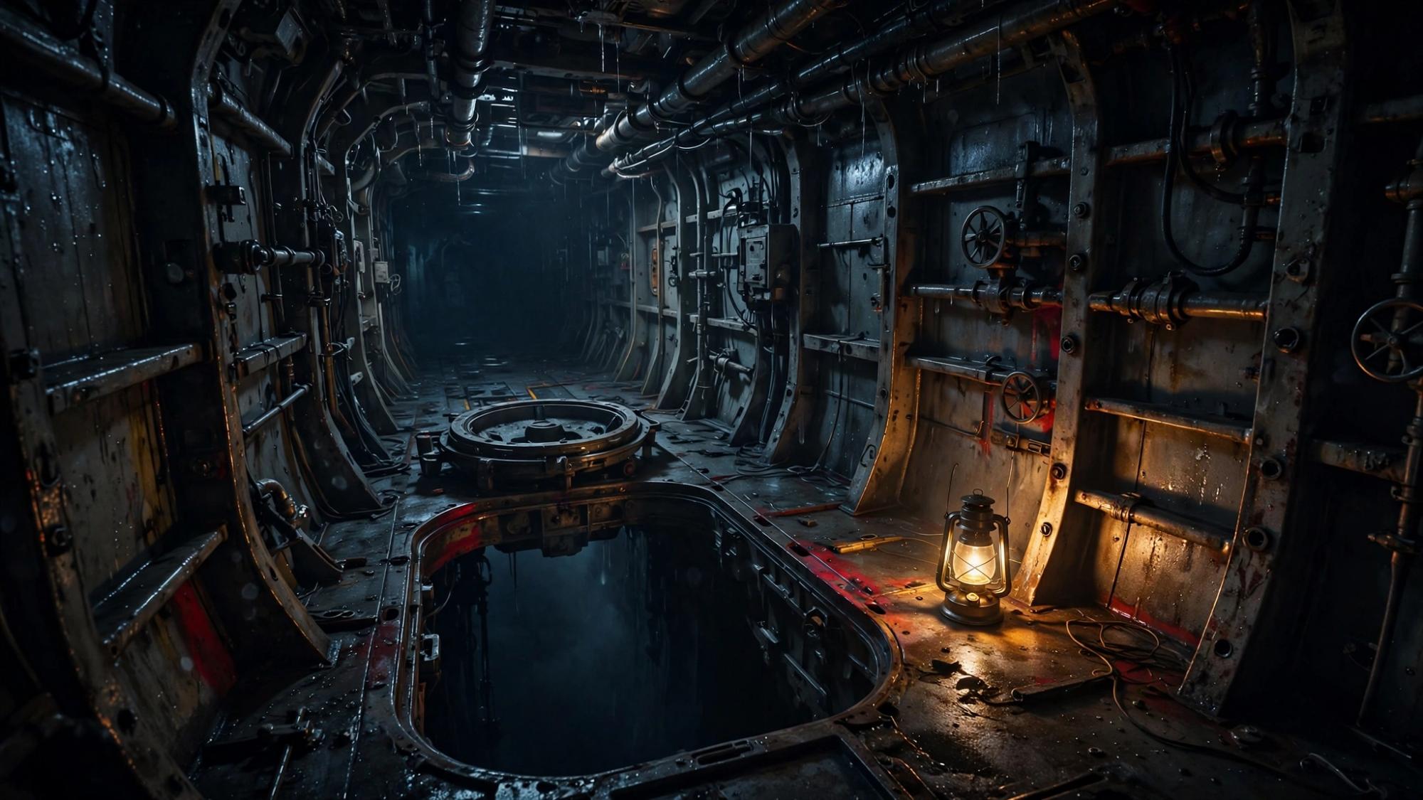 Dark water under the hull. One small light. The depth was not asked, and it has no face.
