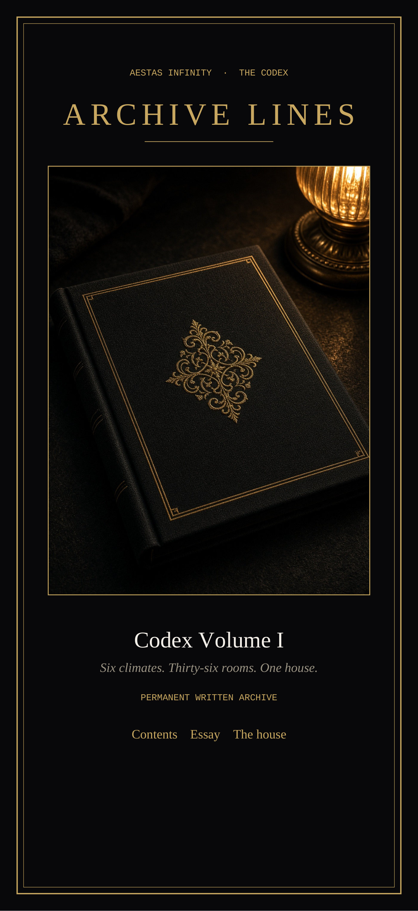 Codex Volume I — Archive Lines | Aestas Infinity