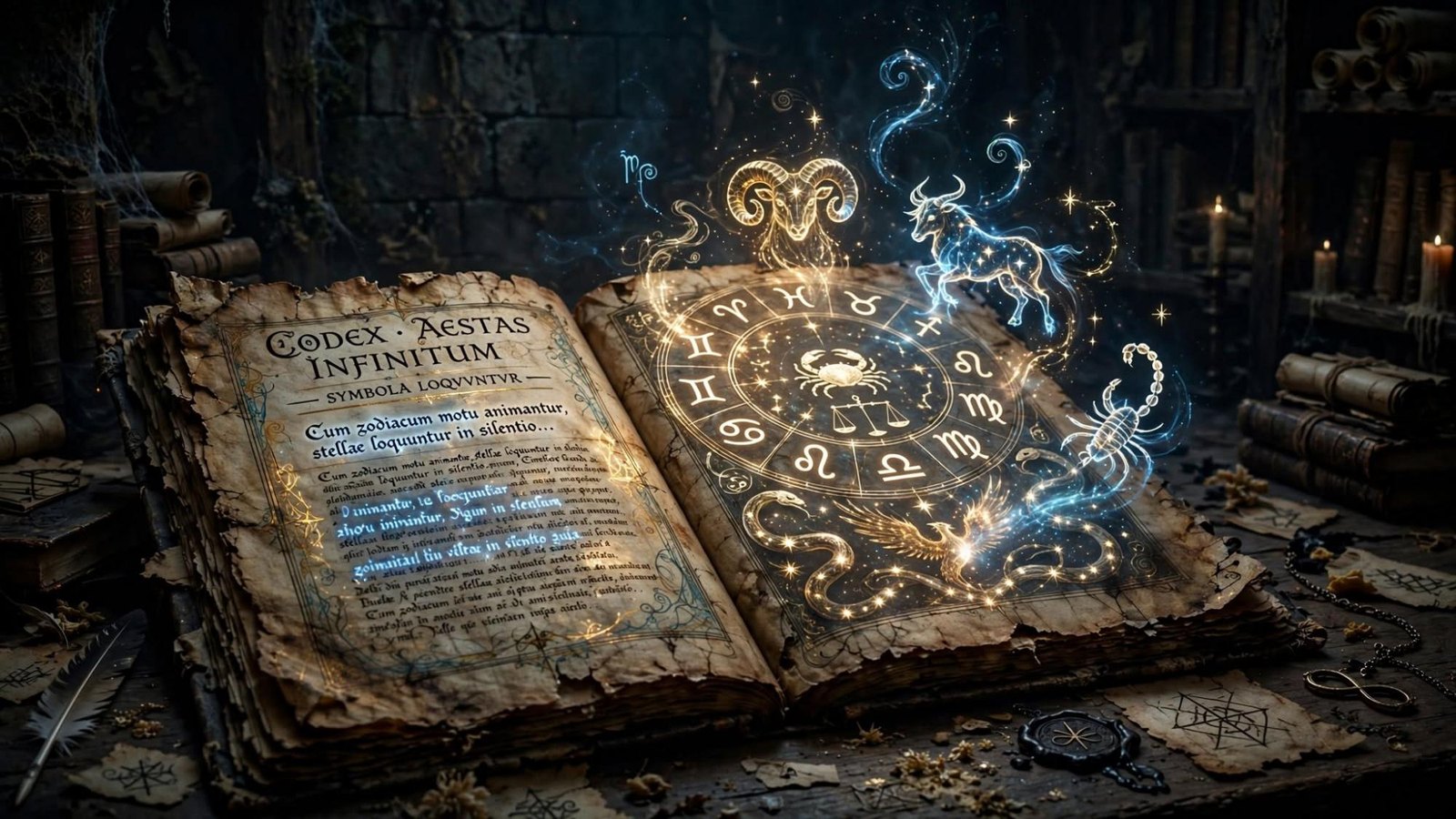 The codex the camera would not hold, open on the signs.