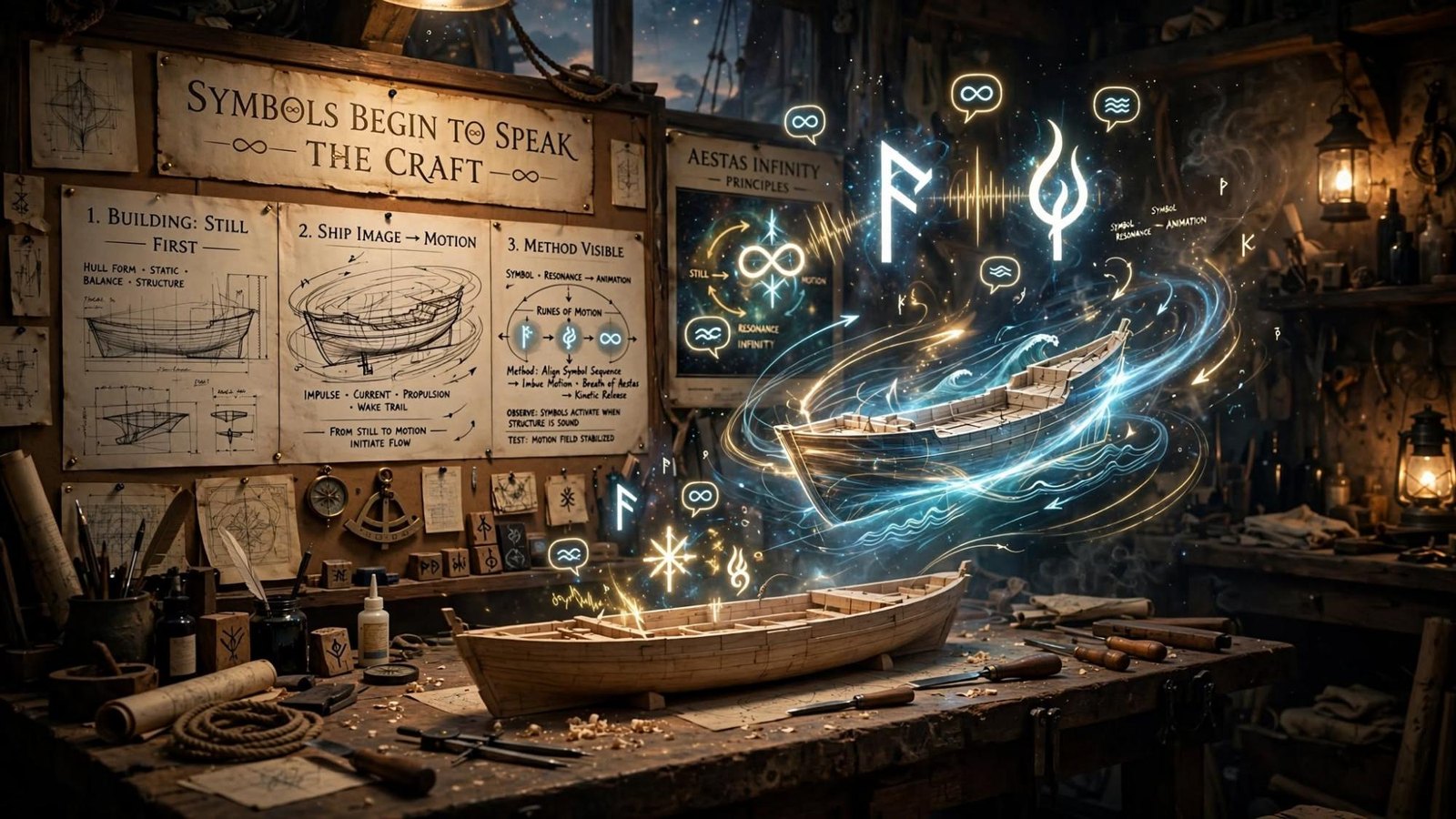 The boat built still, then proved by motion.