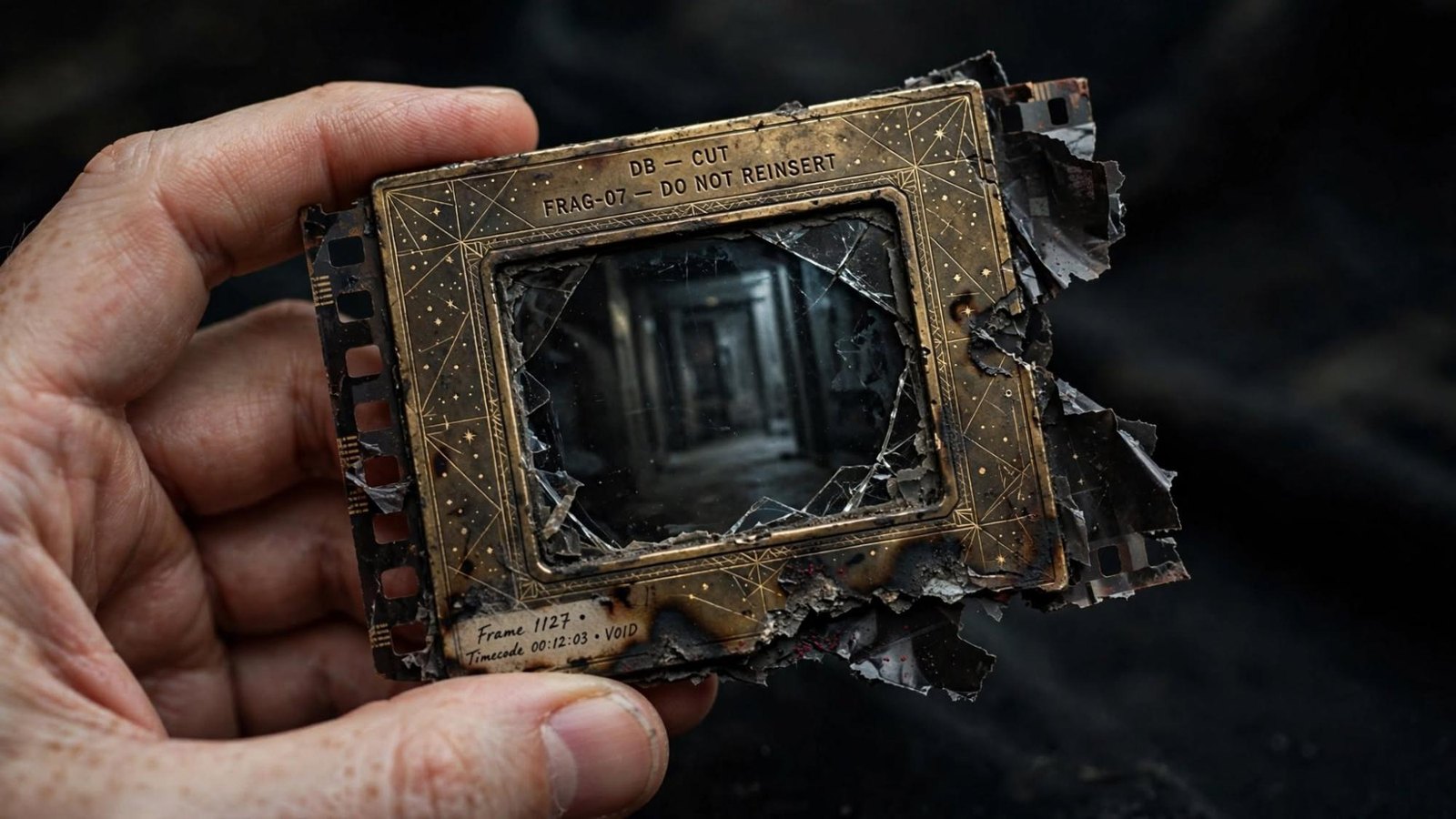 A fragment you can hold. The frame is burned and is not put back.