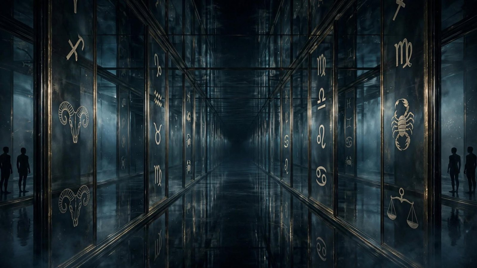 Figures kept at the edge of the glass, not brought forward.